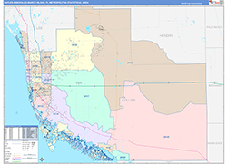 Naples-Immokalee-Marco Island Metro Area Wall Map Color Cast Style 2026